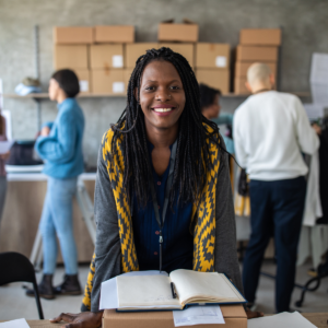 This is a picture of a business owner looking happy as they followed this blog and Set Your Business Up For An Incredible 2025